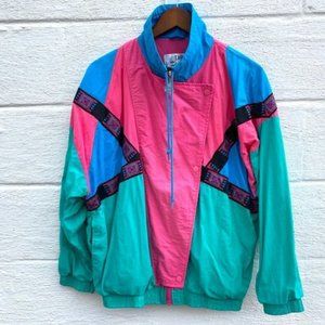 Vintage 90's Pink and Green Windbreaker